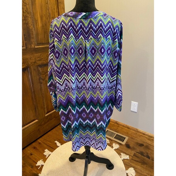 Cato Blouse Plus Size XL purple Green Pattern Flowy High Low Casual Flattering - Picture 6 of 11